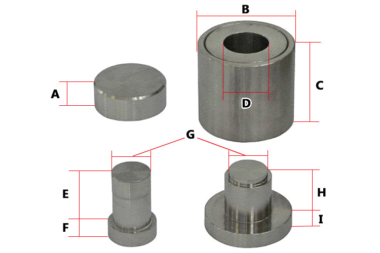 28 mm (1.1") I.D. Dry Pellet Pressing Die - Die-28D-B