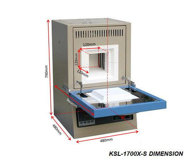 1700 °C Compact Muffle Furnace (4.7" Cubic, 1.7L) with 30-Segment Programmable Controller - KSL1700XS