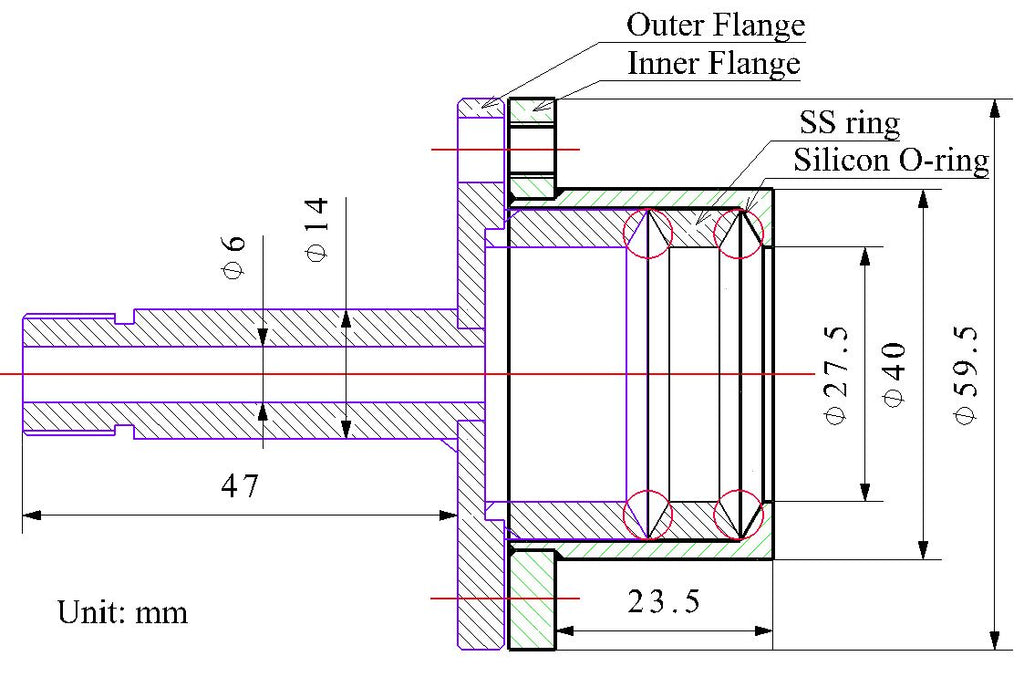 Vacuum Sealing Assembly for 1" dia Tube Furnace with Valve / Vacuum Meter - FL25