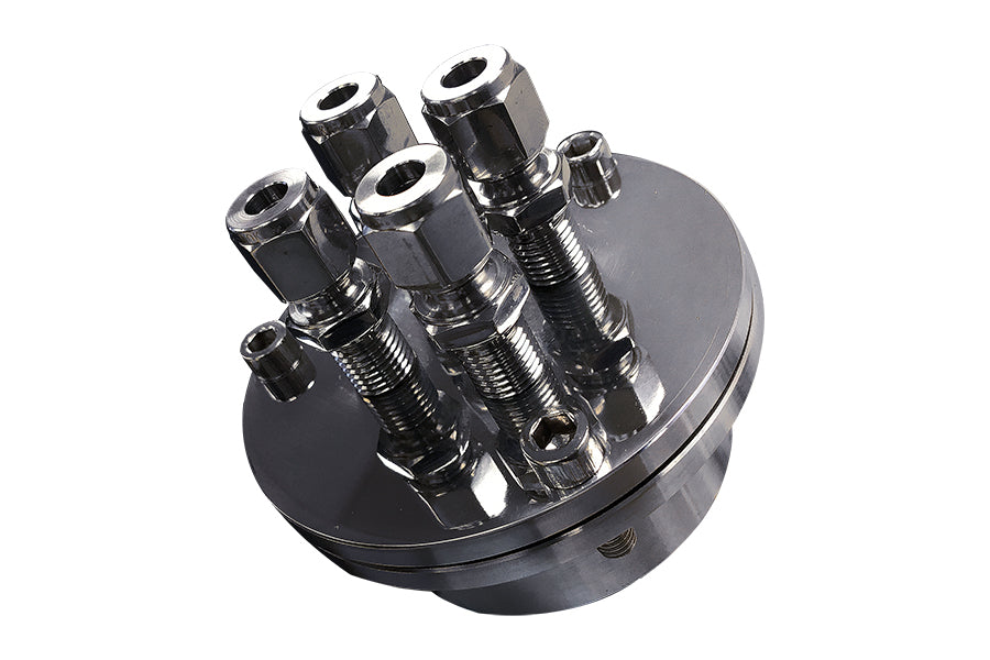 Vacuum Sealing Flange with Four 1/4" Feedthroughs for 60mm O.D. Tube - FL60-4FTR