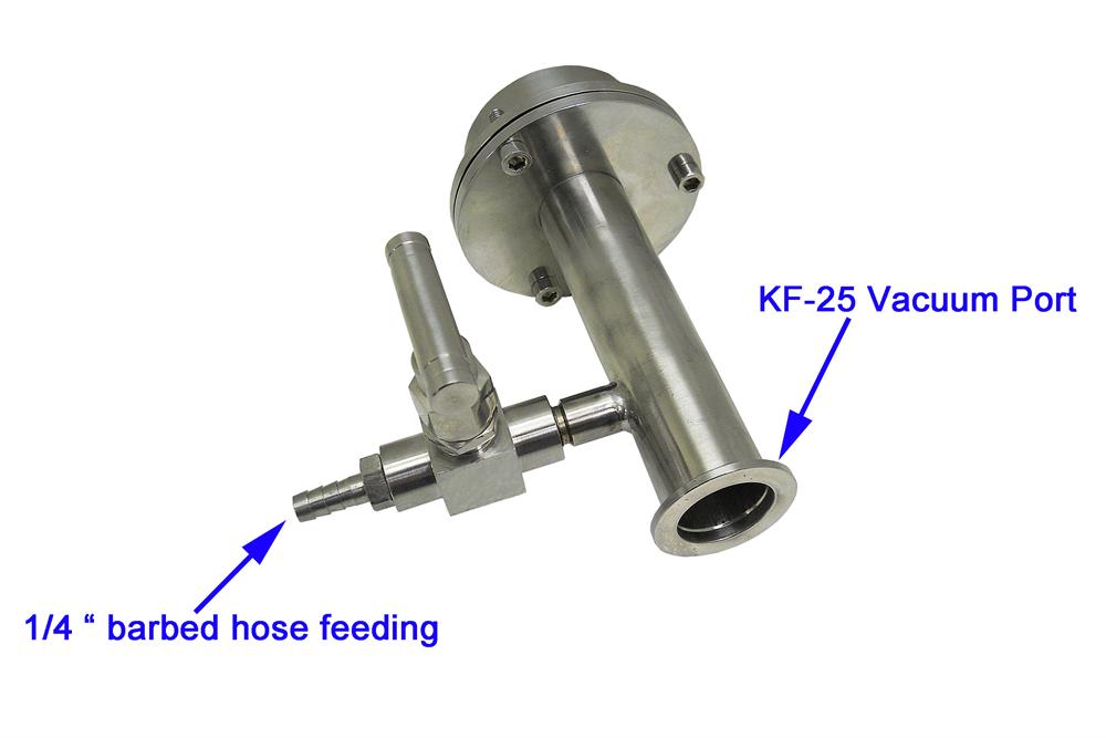 Vacuum Sealing Assembly for 100 mm OD Tube with KF-25 Vacuum Port & 1/4 Feedthrough - FL101KF25