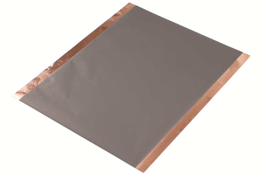 Hydrophobic Graphite Double-Side Coated on Copper Foil as Aqueous Li-Ion Battery Anode - (241mm L x 200mm W x 90um Thick), 5 sheets/bag, bccf-241-ds-h
