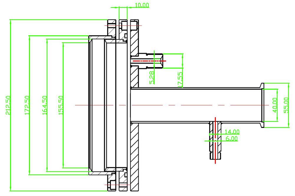 Hinged Type Vacuum Sealing Assembly for 6" (152 mm) dia Processing Tube with KF-40 Vacuum Port -FL152KF40H