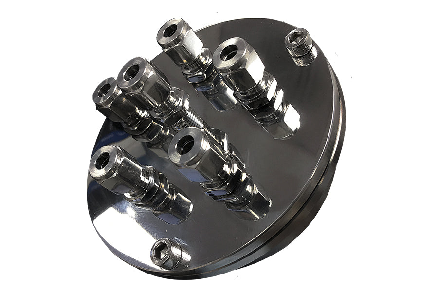 Vacuum Sealing Flange with Six 1/4" Feedthroughs for 80mm O.D. Tube - FL80-6FTR