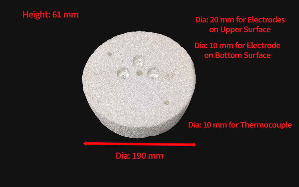 Alumina Foam Block: 190 mm Dia w/ Three 20mm Holes and One 10mm Hole for VEF-1200 Furnace - FTB190-VEF