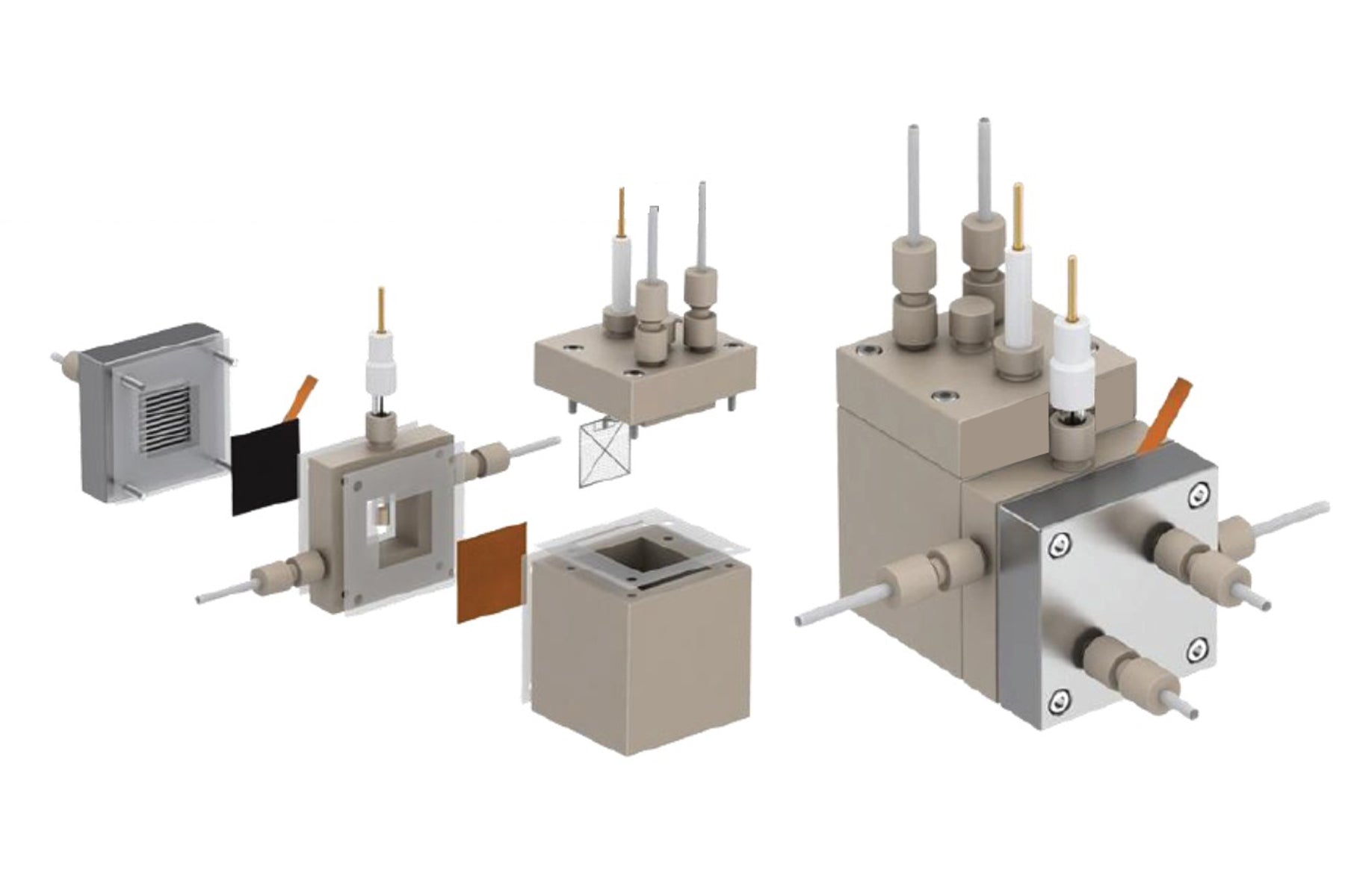 Bifunctional Electrolyzer with Electrolyte Flow Chamber for Gas-Diffusion Electrode (GDE) or Membrane Electrode Assembly (MEA) System Testing  - MEA-GDE-BEEFC