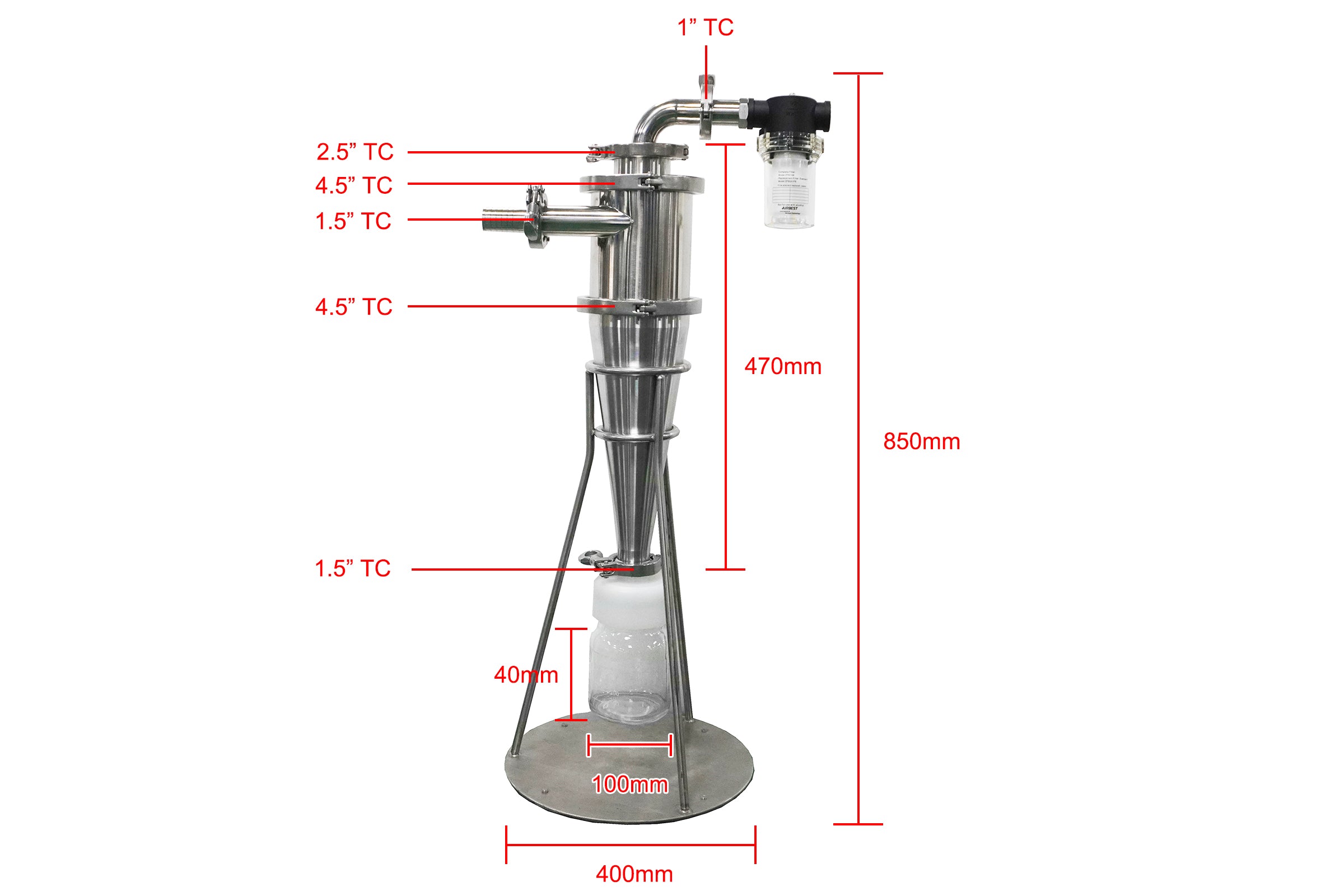 Lab Scale High-Efficiency Cyclone for Jet Mill - BPM-CL