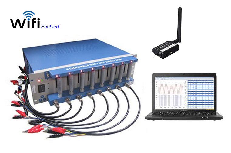 8 Channel Battery Analyzer (0.005 -1 mA, up to 5V) w/ Laptop Software & Optional WIFI Control