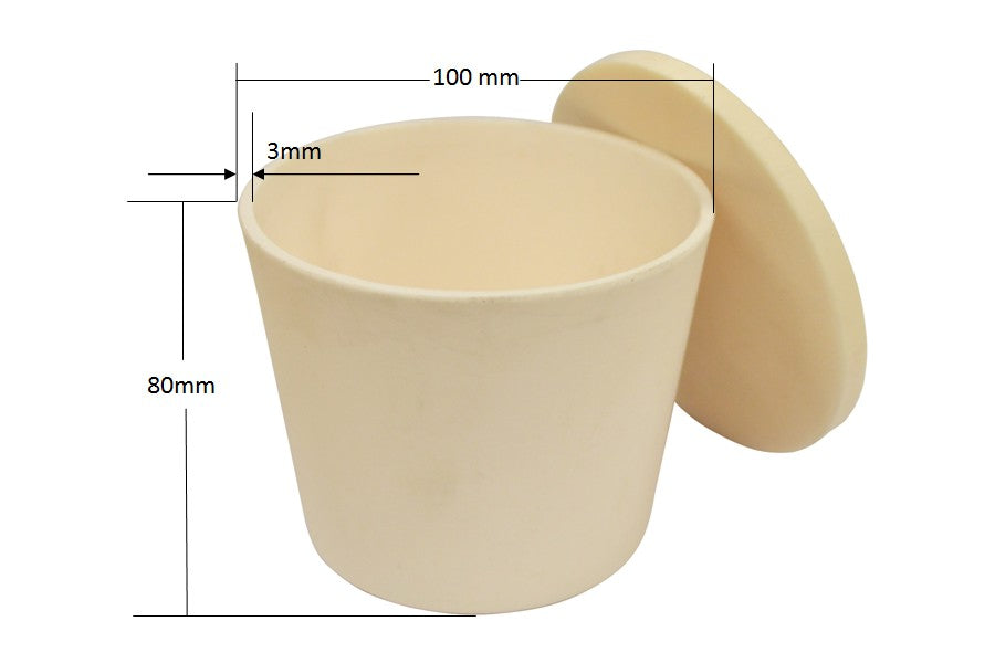 Alumina (Al2O3) Cylindrical Crucible from 0.1 mL to 3000mL optional