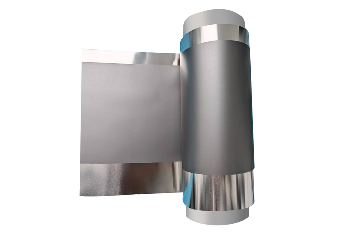 Double Sides Conductive Carbon Coated Stainless Steel (SS316L) Foil for Aqueous Battery Cathode Current Collector (L20 m x W180 mm x T30 um), 1 kg/roll, CCSS-30u180ds