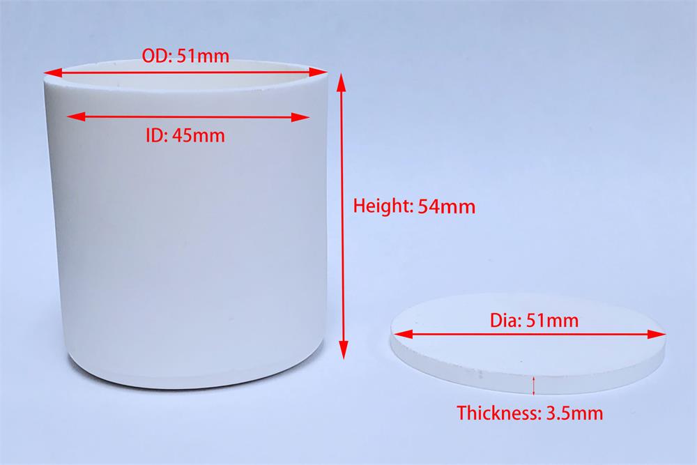 Magnesium Oxide (MgO) Cylindrical Crucible with a Lid