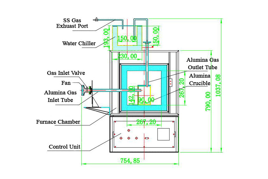 1700C Bench-Top High Temperature Furnace (8 x 8 x 8") with Evaporating Particle Collection - KSL-1700X-SJ