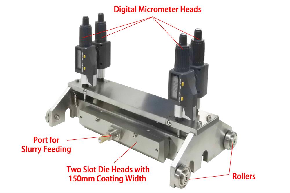 Dual Slot Die Film Applicator with Rollers (150 mm Coating Width) - SEKTQ150DSD