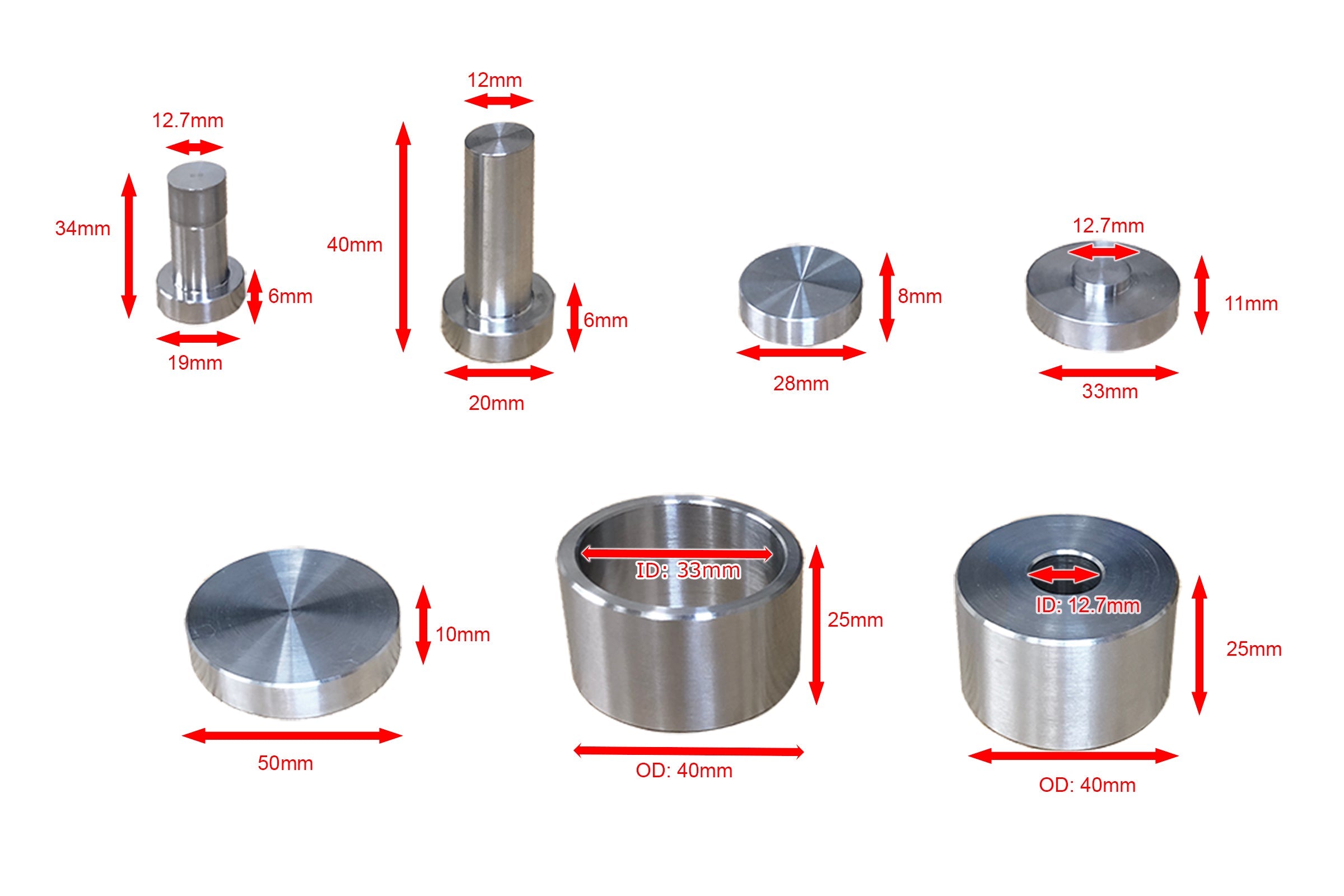 2T Max SS316 Dry Pellet Pressing Die with 1/2" I.D. for use under Magnetic Field up to 600oC - Die-12D-316