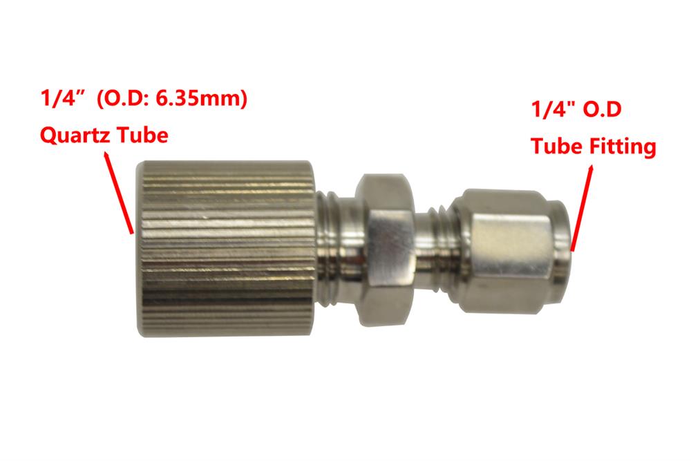 1/4" Quartz Tube Fitting to 1/4" Tube Fitting Connector - EQ-FC-1/4QT