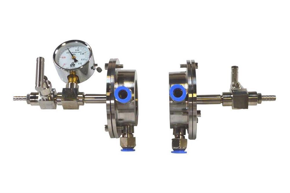 Water Cold Sealing Flange with Valves & Vacuum Gauge for 100mm dia.Tube - FL101W