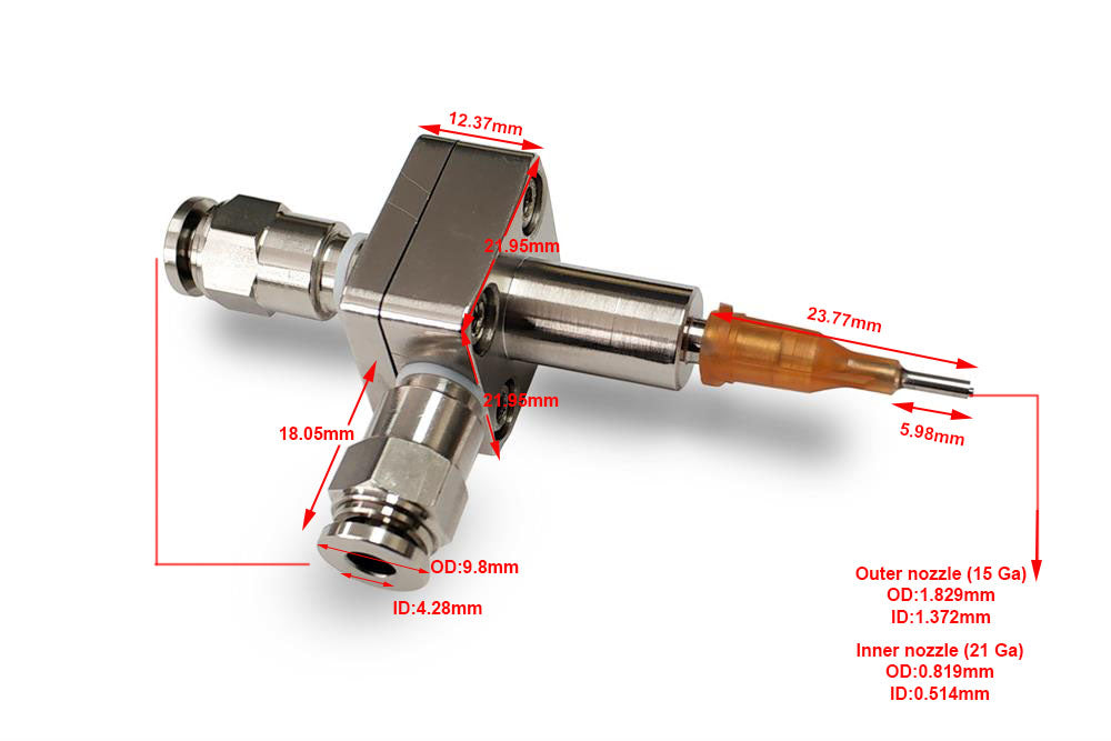Co-Axis Dual Layer Nozzle for DIY Electrospinning - ES3DLN