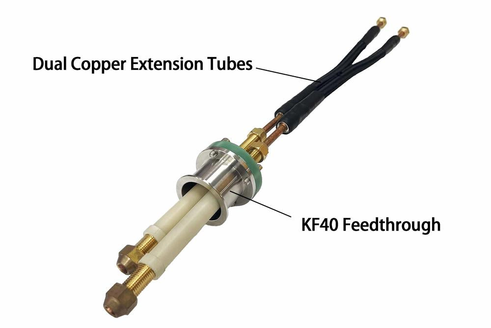 KF40 Feedthrough with Dual Copper Extension Tubes for Induction Coils Used in Glovebox - KF40FH-Coil