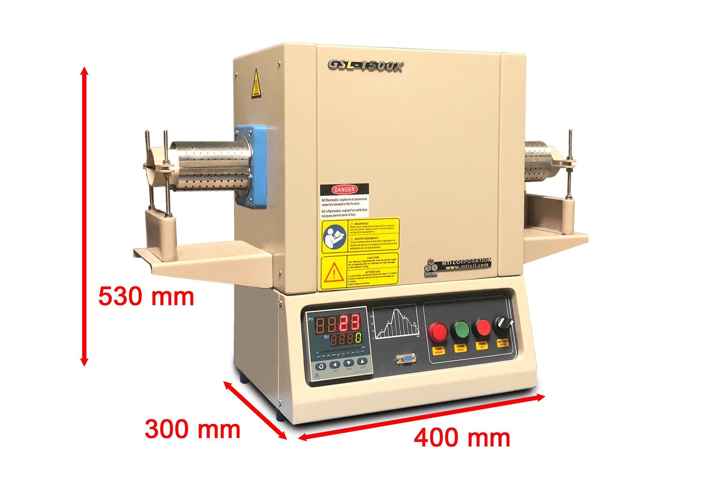 Compact 1600C Tube Furnace with 50mm Alumina Tube & Vacuum Flanges / Valves - GSL1600X50