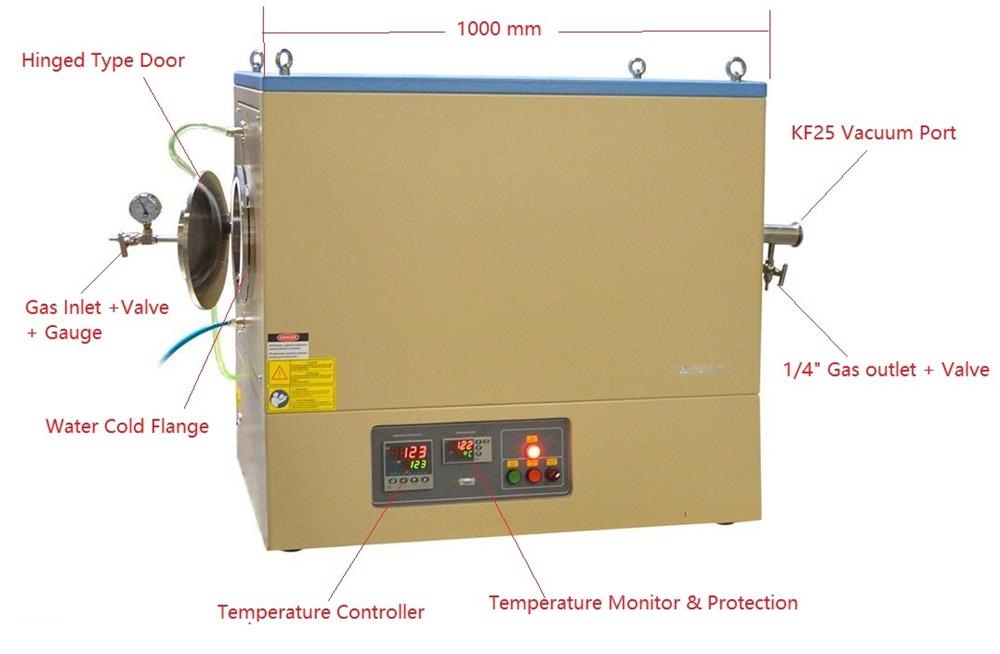 8.5" Quartz Tube Furnace with Water Cooling Flanges (1100C , 24" heating zone) - GSL1100X8