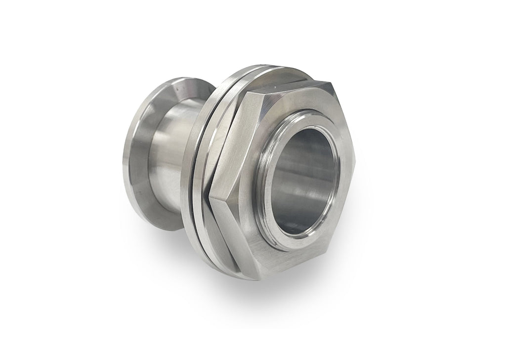 High Vacuum KF-25 Stainless Steel Feedthrough Adapter w/ 1" Hole Through - KF25FTA