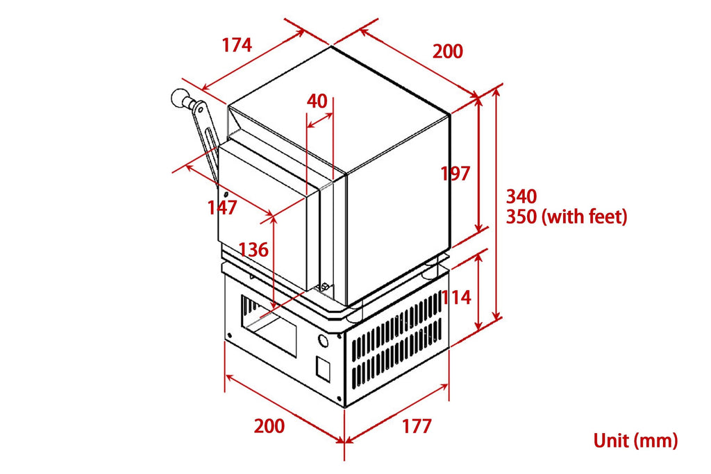 1100°C Max. Compact Muffle Furnace (4"x4"x5") w/ Programmable Temp. Controller - KSL1100XS