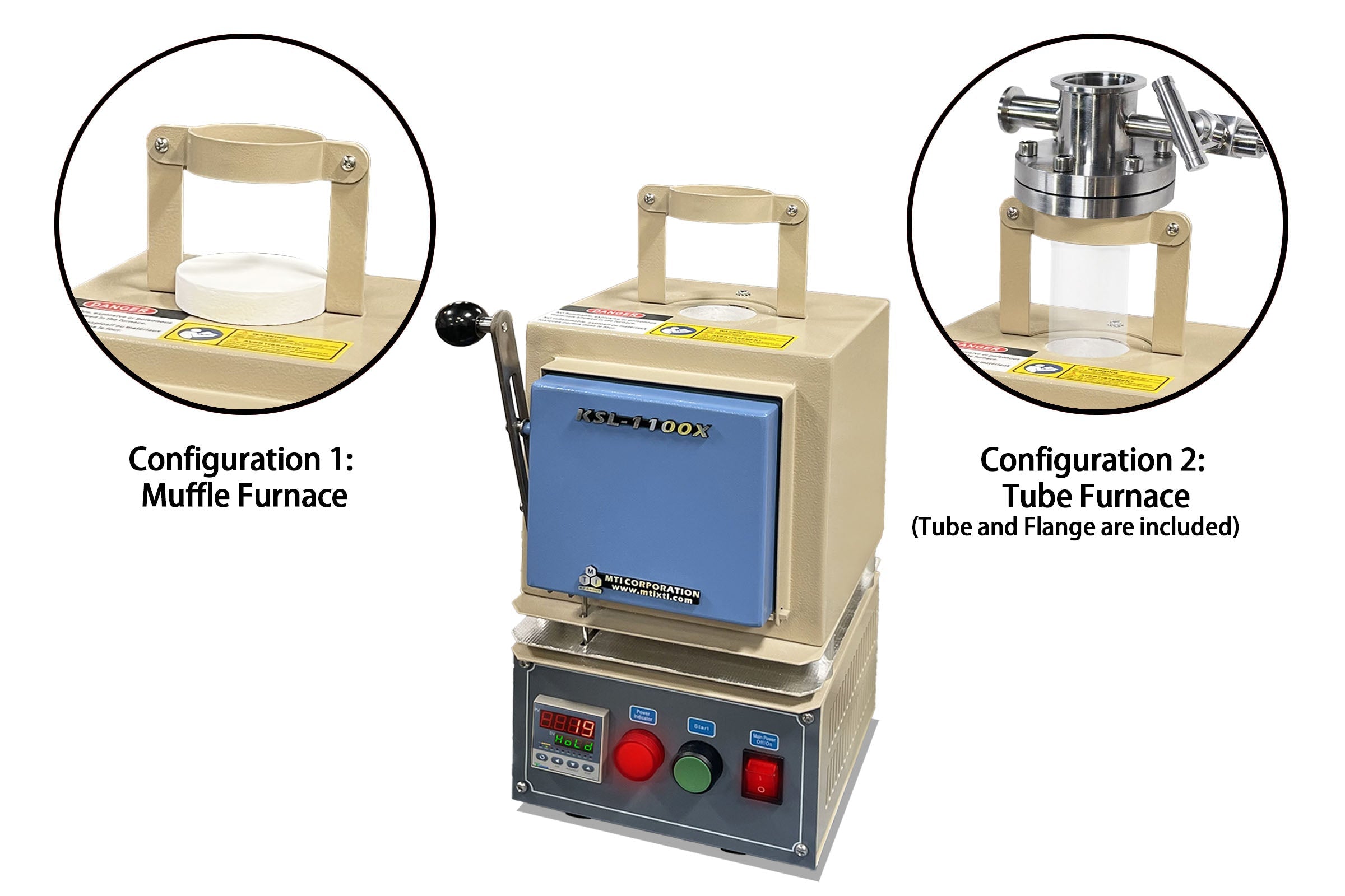 1000°C Compact Muffle Furnace with Programmable Controller & 2" Hole on Top - KSL1100XST
