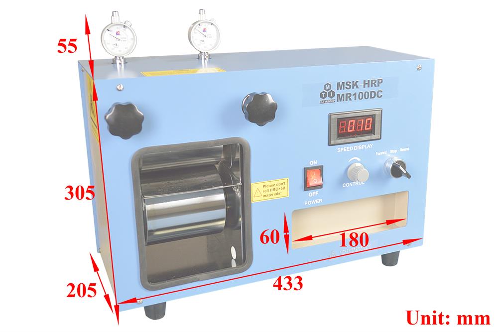 4" Width Electric Cold Roller Press with Optional Ceramic and PTFE Rollers-MSK-HRP-MR100DC
