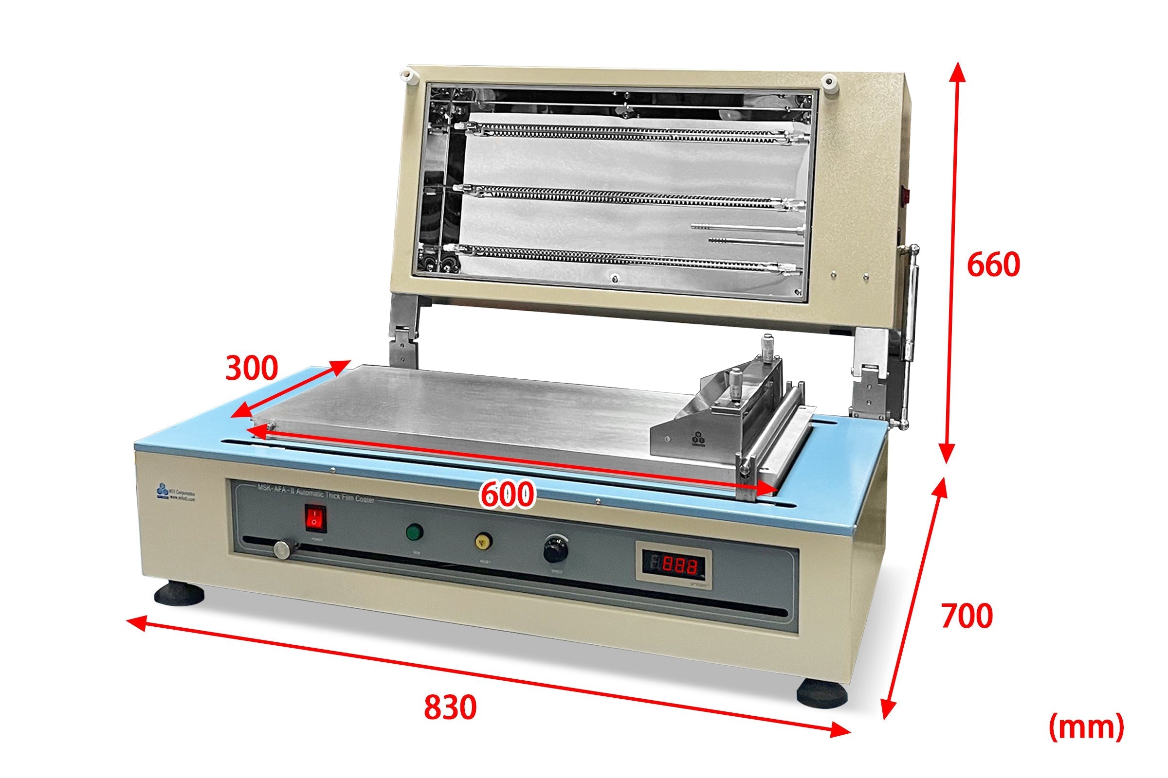 120°C Max. Film Coater w/ Vacuum Bed (12"Wx24"L) and Rapid Infrared Heating Cover & 250mm Doctor Blade-MSK-AFA-IIVCIR
