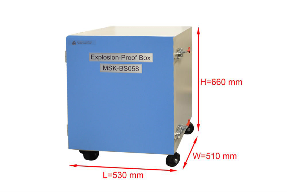 Explosion-Proof Box for Battery or High Pressure vessel Testing (20" x 20" x 20", 125L, UN38.3.4.7 & 8) - MSK-BS058