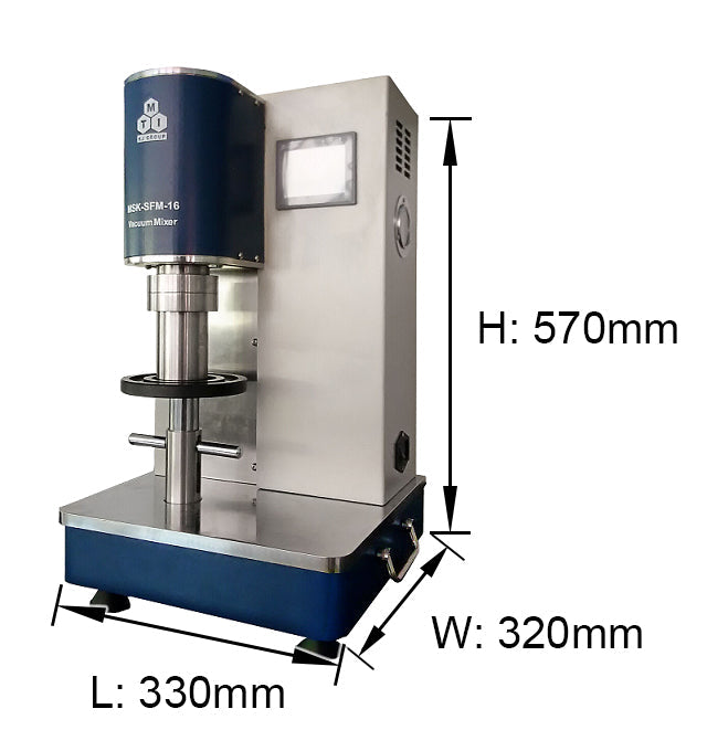 Desk-Top Dual-Shaft Planetary Vacuum Mixer w/ Optional Containers (50-500ml) up to 600 RPM -MSK-SFM-16