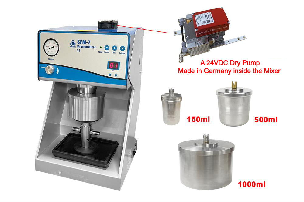 Vacuum Mixer w/ Vac. Pump & 2 Containers (150 & 500mL) & Optional 1L Tank-MSKSFM7