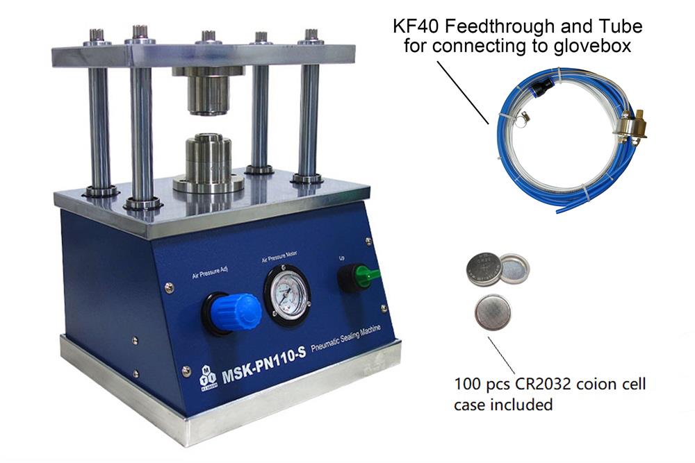 Fast Pneumatic Crimper for CR20XX Series Coin Cells, Cleanroom & Ar Glovebox Compatible - MSKPN110S