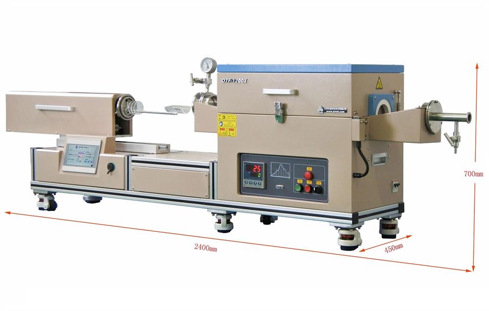 1200°C Tube Furnace (3" ID) w/ Automatic Sliding of Internal Crucible - OTF-1200X-80-DVD