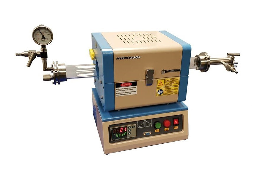 1200C Compact Split Tube Furnace (8" heating zone) w/ Vacuum Flanges & Optional Tube Size - OTF-1200X-S