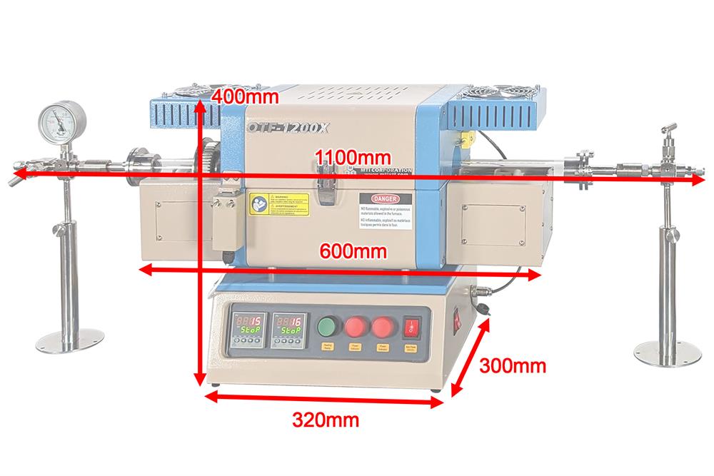 Compact 2" Two Zone Rotary Tube Furnace @1000°C for Powder CVD - OTF1200XIISR2