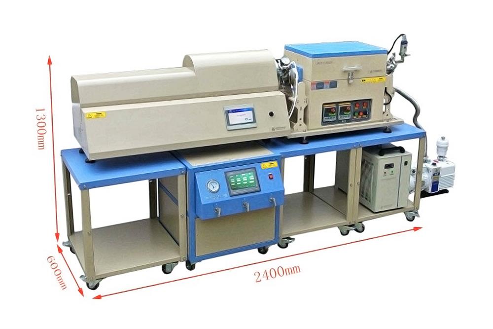 1200C Dual Zone Split Tube Furnace w/ Sample Feeding System upto 4 Crucibles For HPCVD - OTF-1200X-II-ZL