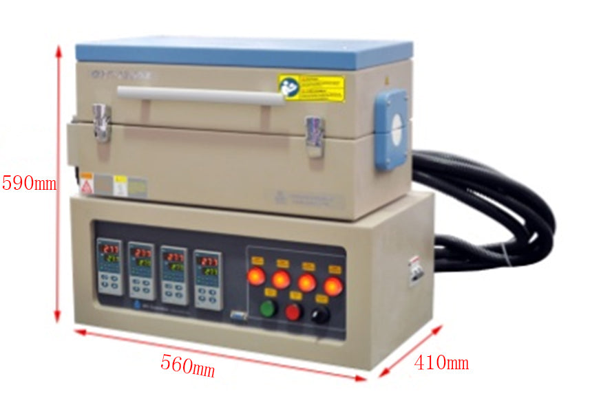 Four Zones 1200oC Tube Furnace w/ Temperature Controllers for 1 or 2" Tube - OTF-1200X-IV-S