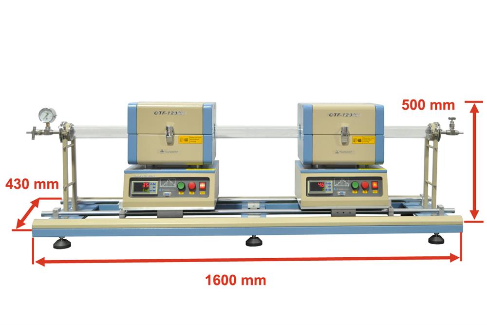 1200C Max Dual Sliding Tube Furnace with 50 mm Tube Flanges for TCVD - OTF-1200X-S-50-DFSL