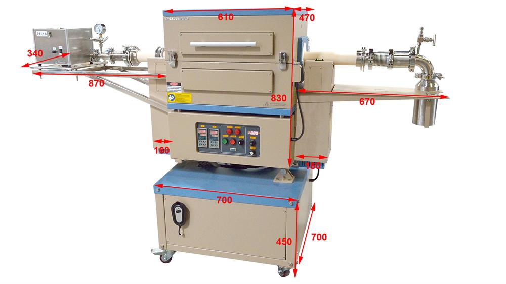 1500°C Max. Dual Zone Rotary Tube Furnace with 60 mm OD Alumina Tube - OTF-1500X-II-R60
