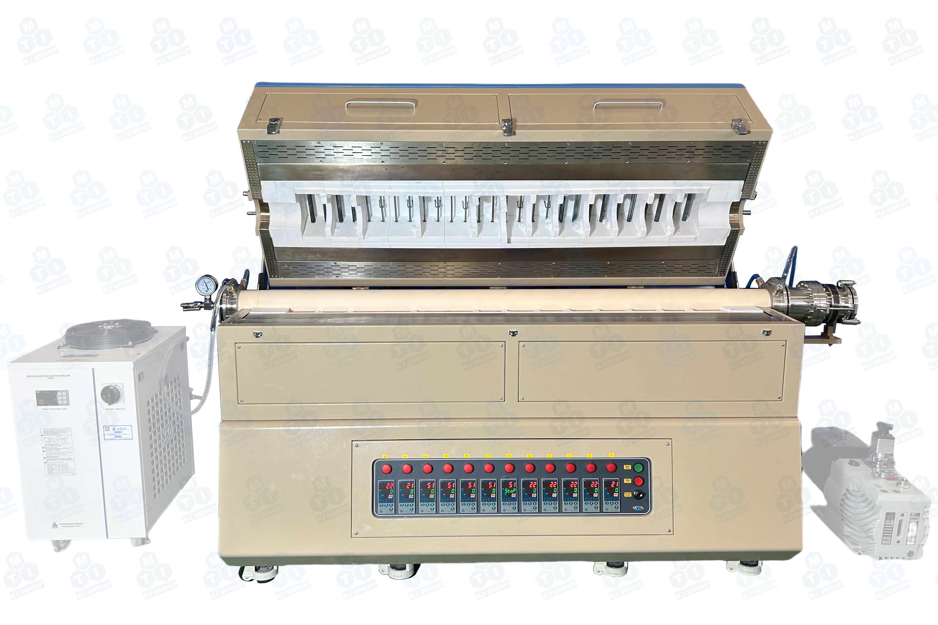 1700°C 12-zone Split Tube Furnace with a Ø100 mm × 1800 mm L Alumina Tube - OTF1700X12Z
