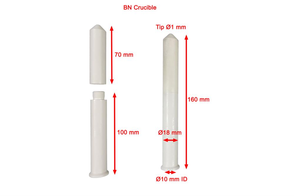 Crucible for Melt Spinning System 160 mm L x 17 mm OD x 14.3 mm ID - TQ22D160