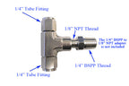 Tee Type with Two 1/4'' Tube Fittings - TVF14
