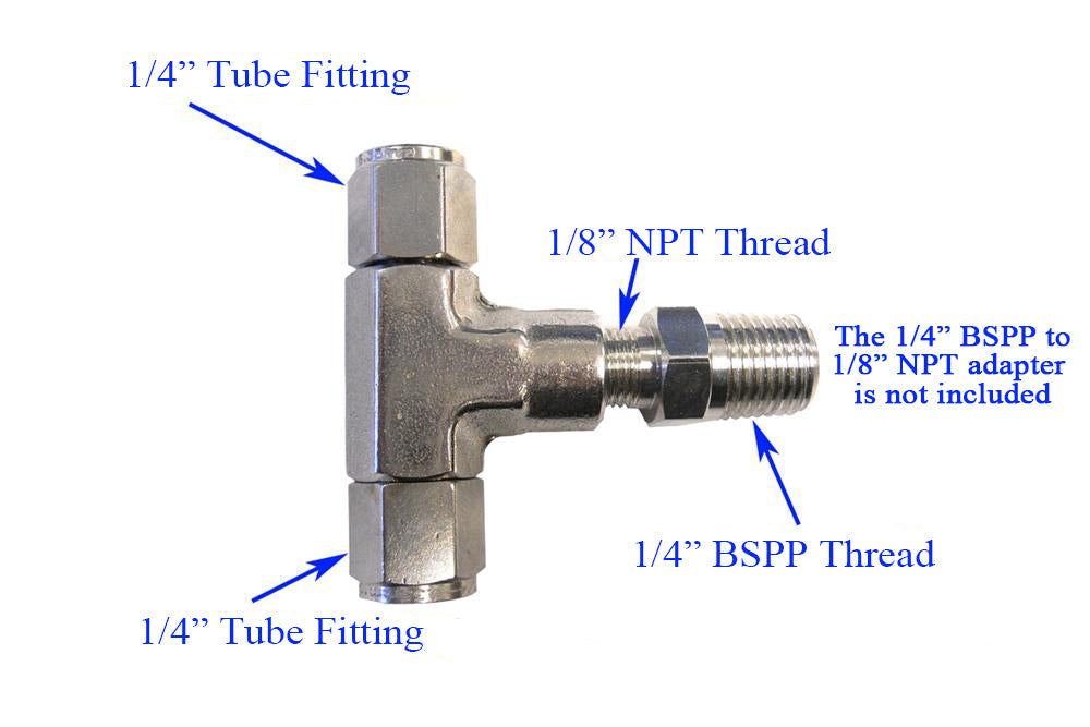 Tee Type with Two 1/4'' Tube Fittings - TVF14