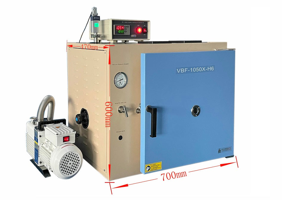 Vacuum Box Furnace (10x8x5", 6L, 1050°C or 1500oC Max, 10-4 torr ) w/ Temp Controller - VBF-1050X-H6