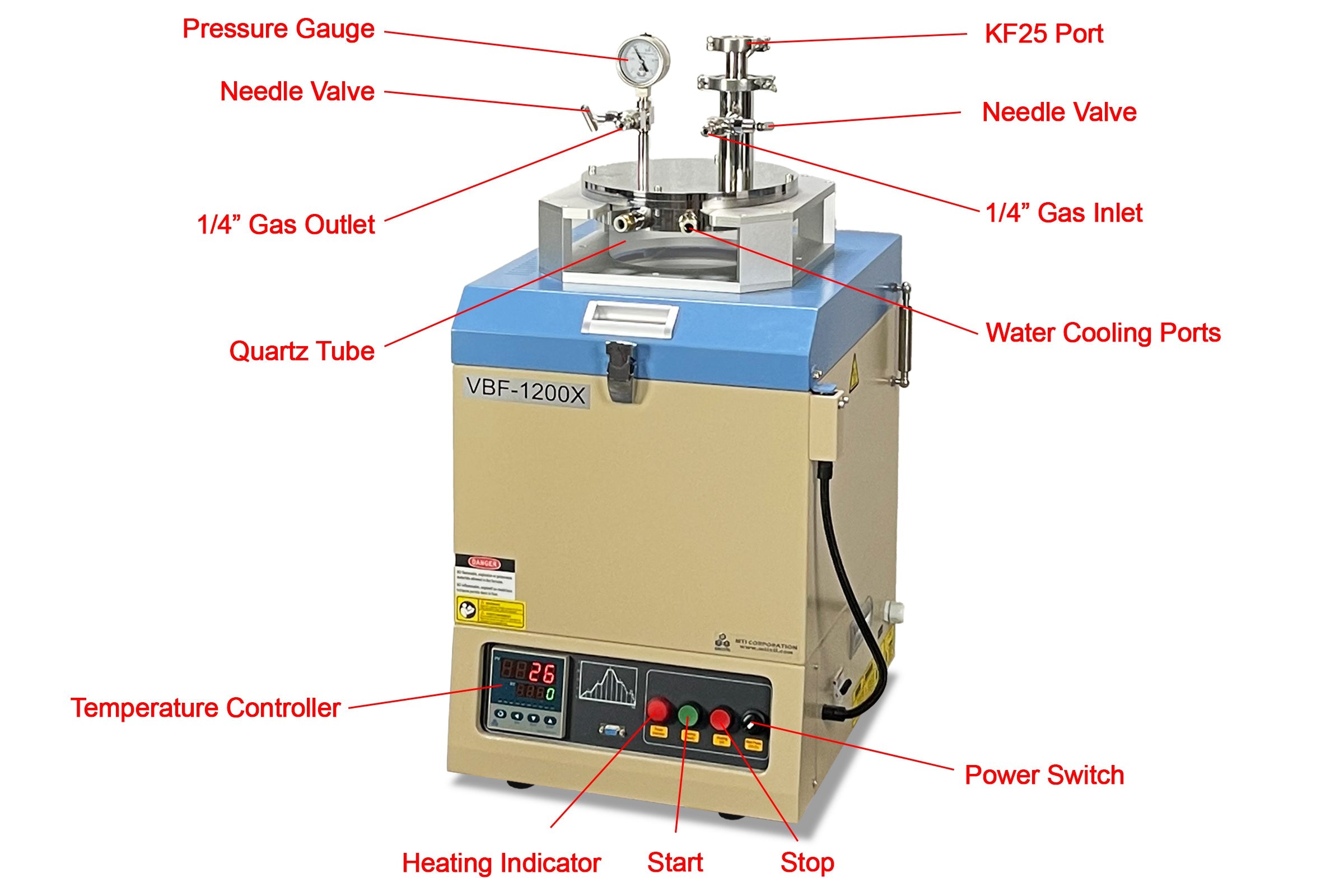 1100C Max Vertical Vacuum Furnace with Flange (8" OD Quartz Chamber) - VBF-1200X-V9