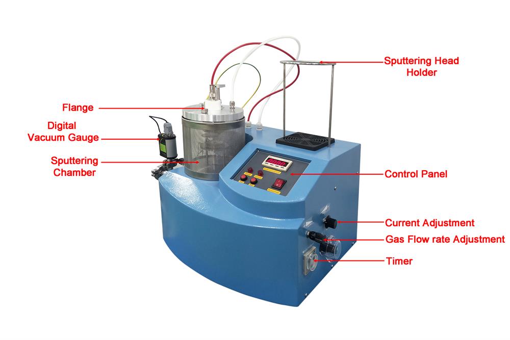 Compact DC Magnetron Sputtering Coater With Gold Target for Noble Metal Coating-VTC-16-D