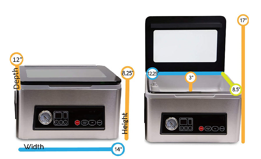NRTL Certified Compact Chamber Vacuum Sealer (12"Wx8"L x 3"H) for Sample Packing - USV20
