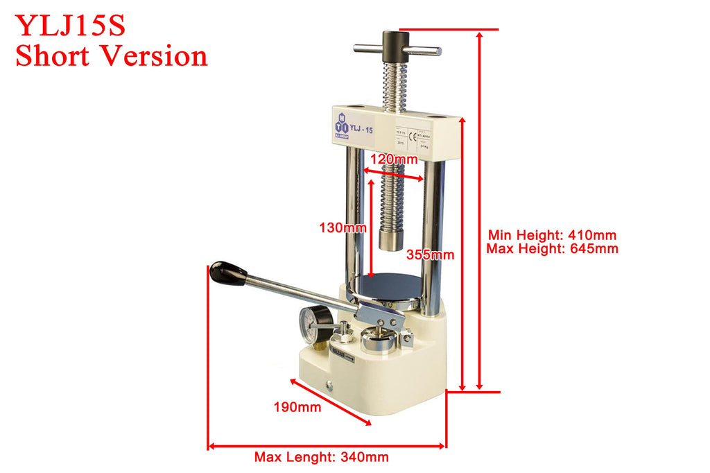 15T Compact Hydraulic Pellet Press for use in Glove-box - YLJ15