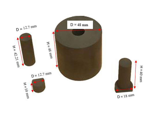 1/2" (12.7 mm) I.D. Graphite Pellet Pressing Die w/ Pushing Rods-Die-12D-GP